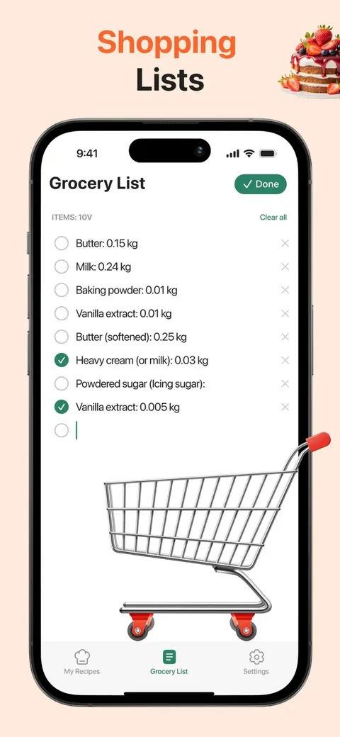 Recipic grocery list